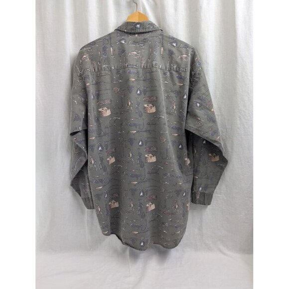 Northwest Territory Men's Large long sleeve fishing themed button down tackle H6 - Picture 4 of 6